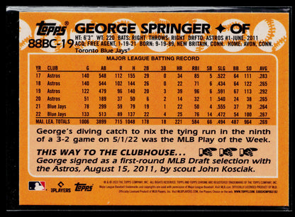 2023 Topps Chrome George Springer 1988 Topps Baseball 35th Anniversary #88BC-19