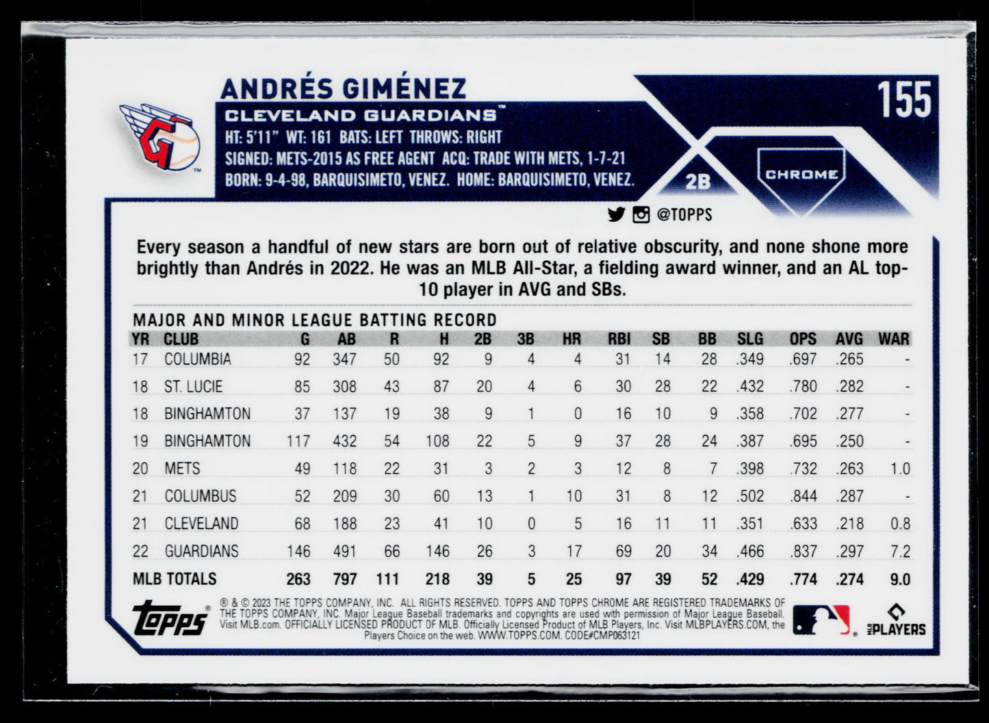 2023 Topps Chrome Andrés Giménez X-Fractors #155