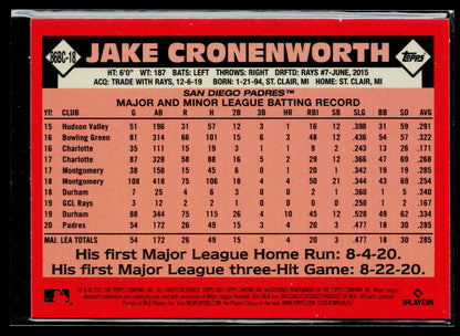 2021 Topps Chrome Jake Cronenworth 1986 Topps Baseball 35th Anniversary #86BC-18