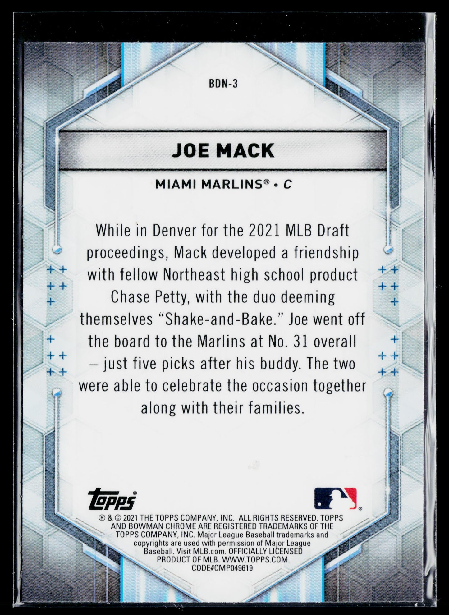 2021 Bowman Draft Joe Mack Bowman Draft Night #BDN-3