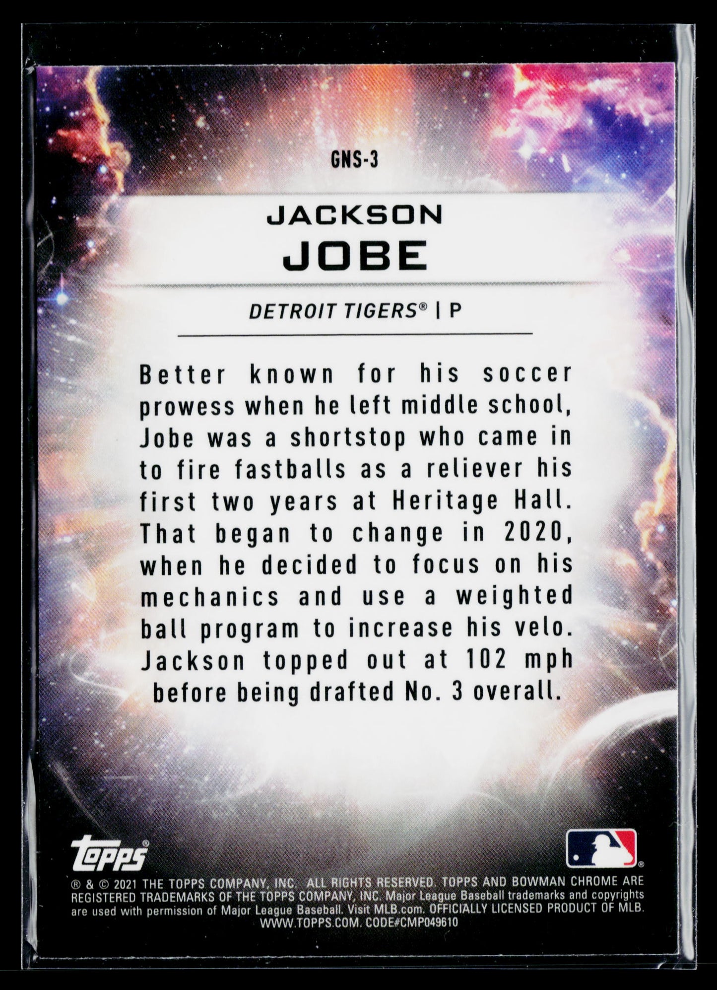 2021 Bowman Draft Jackson Jobe Genesis #GNS-3