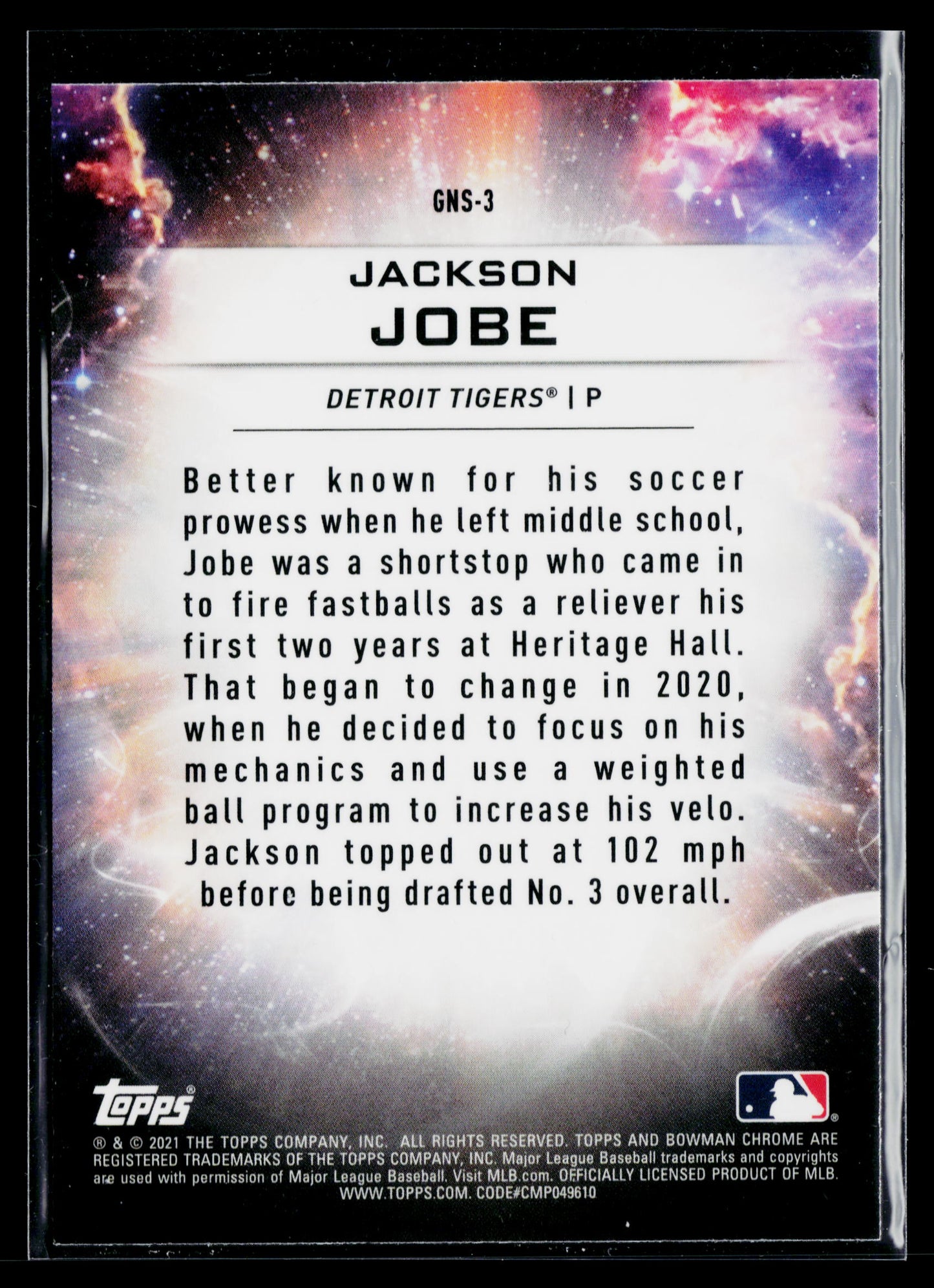 2021 Bowman Draft Jackson Jobe Genesis #GNS-3