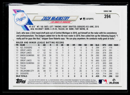 2021 Topps Zach McKinstry Rookie Silver Foil #394