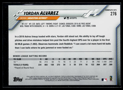 2020 Topps Yordan Alvarez Factory Set Bonus: Rookie Image Variation #276