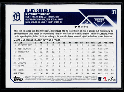 2023 Topps Riley Greene Rookie #31