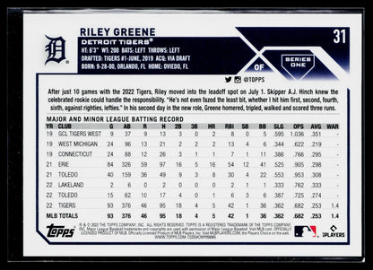 2023 Topps Riley Greene Rookie #31