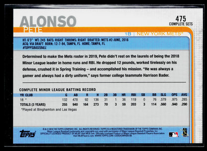 2019 Topps Pete Alonso Rookie Factory Set Bonus: Rookie Image Variation #475