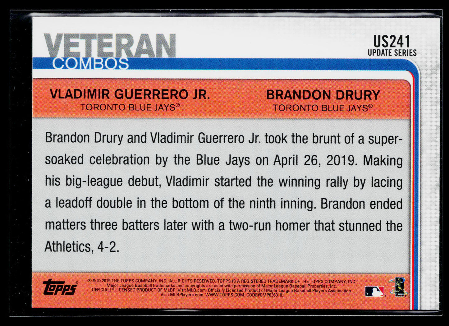2019 Topps Update Soaring in the Six Brandon Drury / Vlad Guerrero Jr. #US241