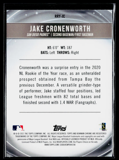 2021 Bowman Jake Cronenworth Chrome Rookie of the Year Favorites #RRY-JC