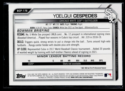 2021 Bowman Chrome Yoelqui Cespedes Prospects Mojo Refractor #BCP-176