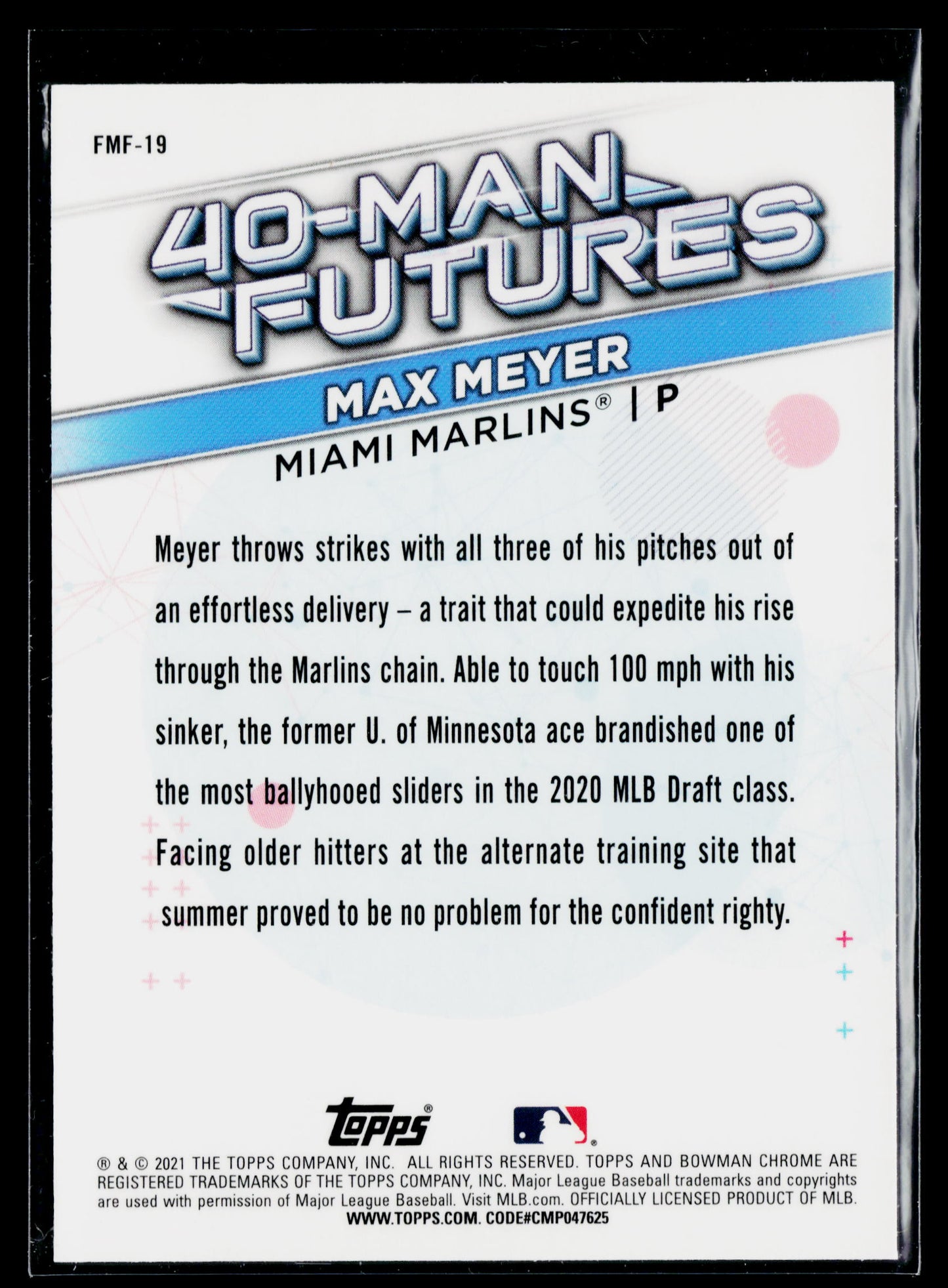 2021 Bowman Chrome Max Meyer 40-Man Futures #FMF-19