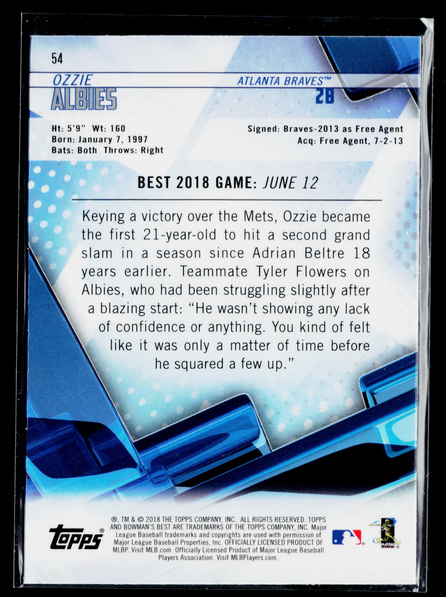 2018 Bowman's Best Ozzie Albies Rookie #54