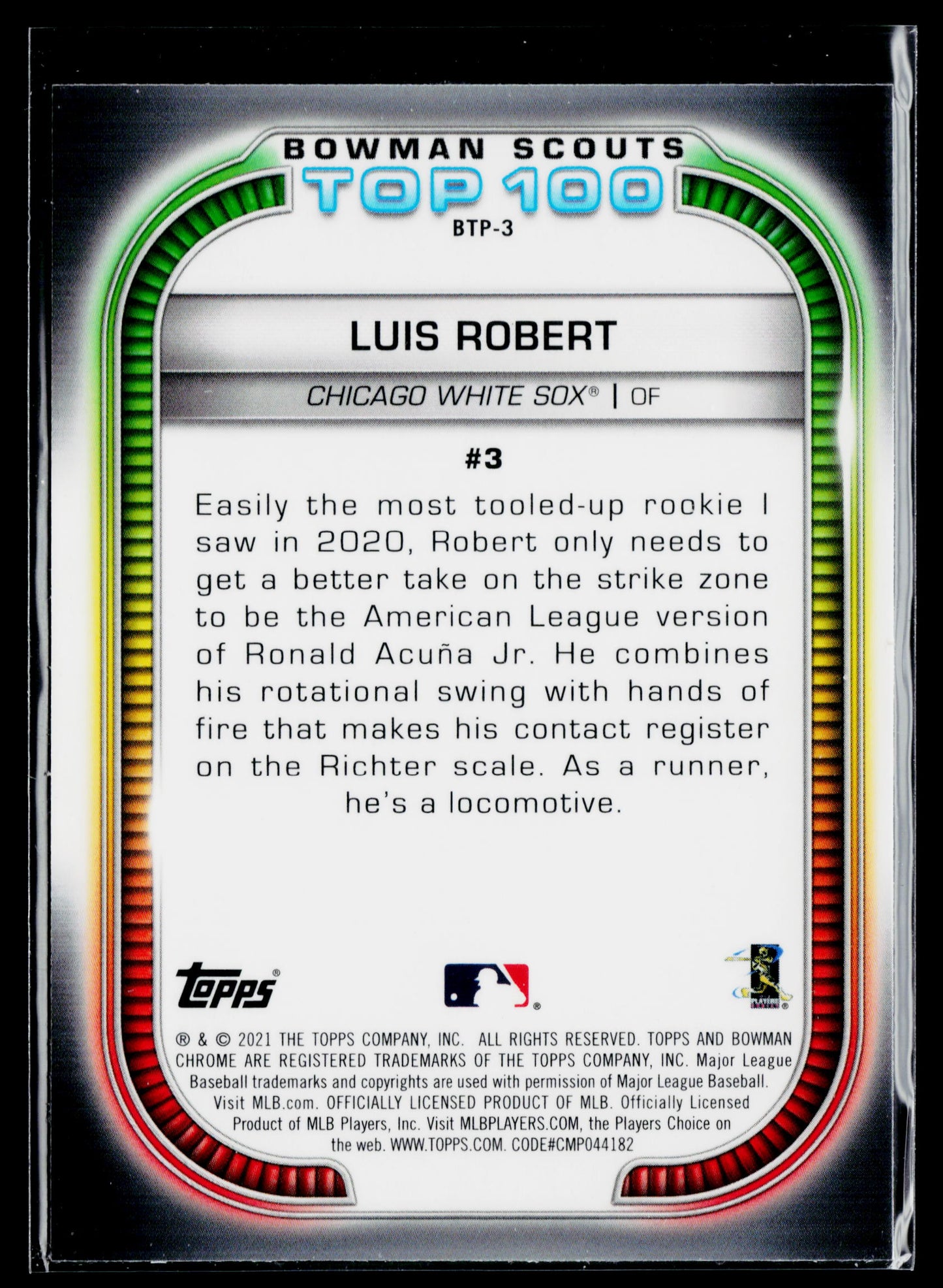2021 Bowman Luis Robert Chrome Bowman Scouts Top 100 #BTP-3