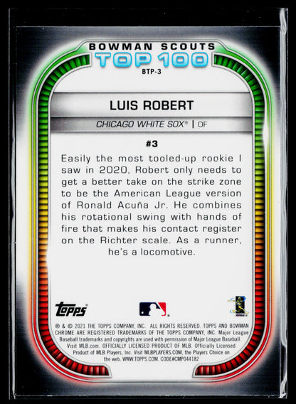 2021 Bowman Luis Robert Chrome Bowman Scouts Top 100 #BTP-3