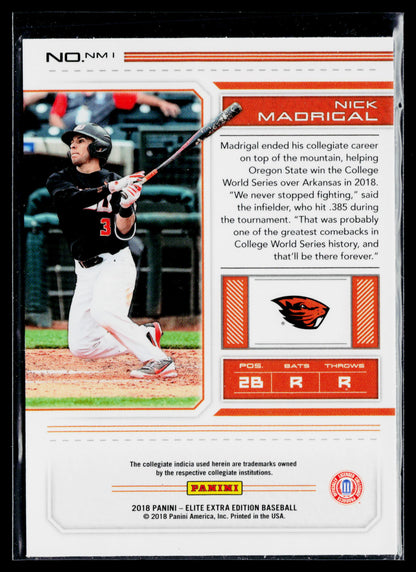2018 Panini Elite Extra Edition Nick Madrigal College Tickets #NM1