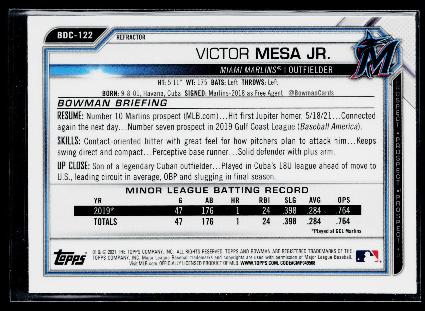 2021 Bowman Draft Victor Mesa Jr. Chrome #BDC-122