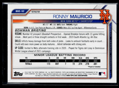 2021 Bowman Draft Ronny Mauricio Chrome #BDC-52
