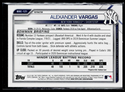 2021 Bowman Draft Alexander Vargas Chrome #BDC-121