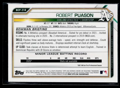 2021 Bowman Chrome Robert Puason Prospects Mojo Refractor #BCP-218