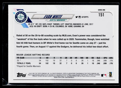 2021 Topps Evan White Rookie #151
