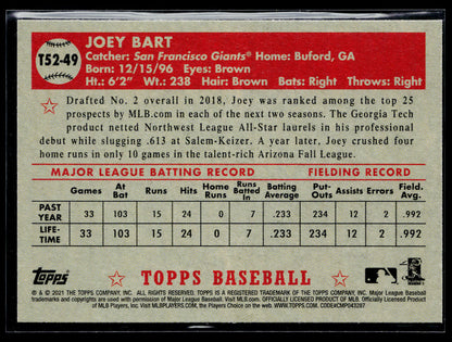 2021 Topps Joey Bart 1952 Topps Redux #T52-49