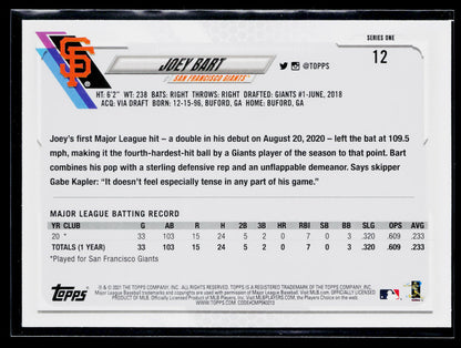 2021 Topps Joey Bart Rookie #12