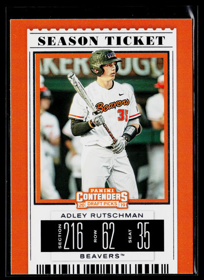 2019 Panini Contenders Draft Picks Collegiate Adley Rutschman : With Bat #1b