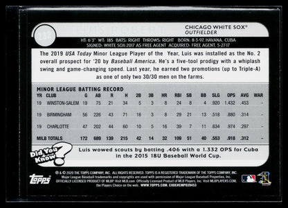 2020 Topps Big League Luis Robert Rookie #232