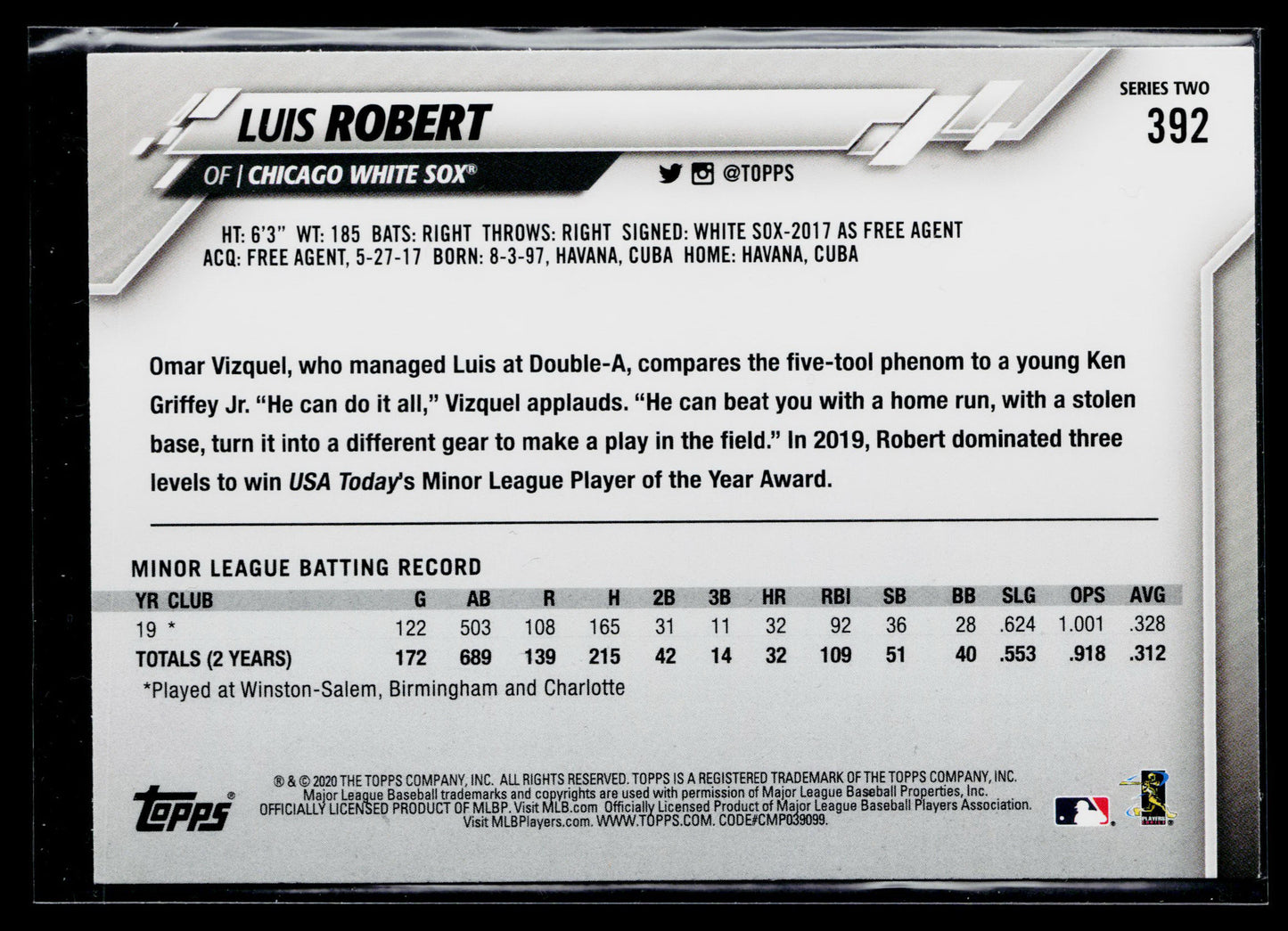 2020 Topps Luis Robert Rookie #392