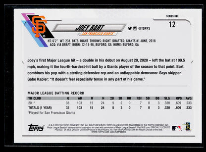 2021 Topps Joey Bart Rookie #12