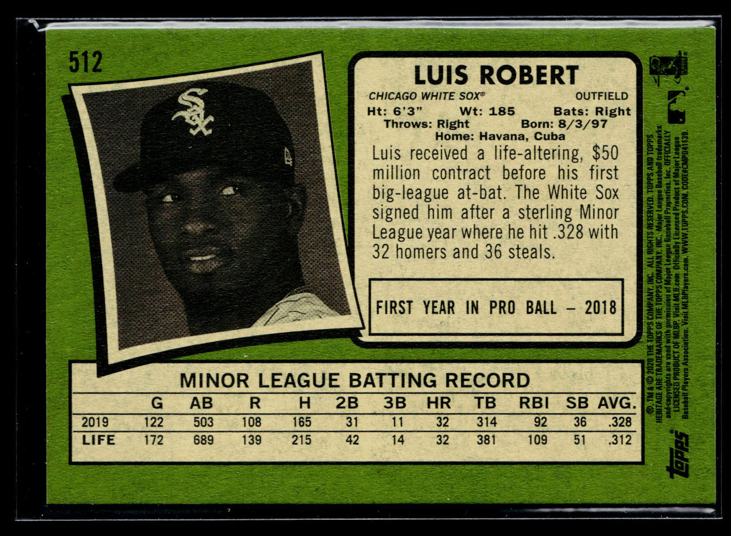 2020 Topps Heritage Luis Robert Rookie #512