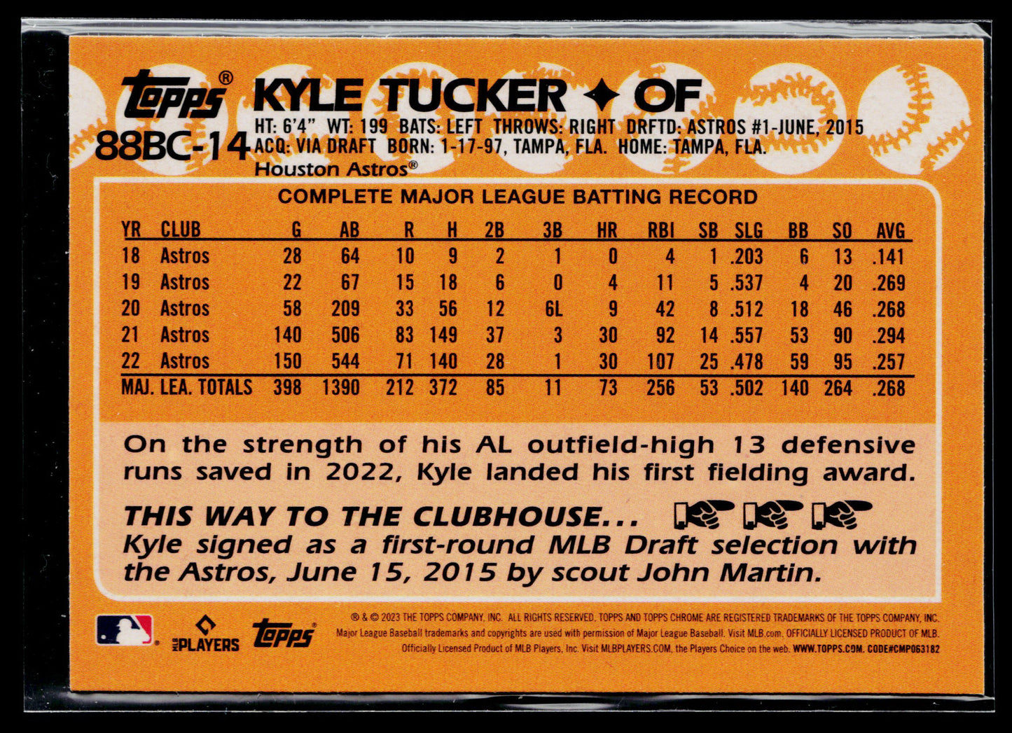 2023 Topps Chrome Kyle Tucker 1988 Topps Baseball 35th Anniversary #88BC-14