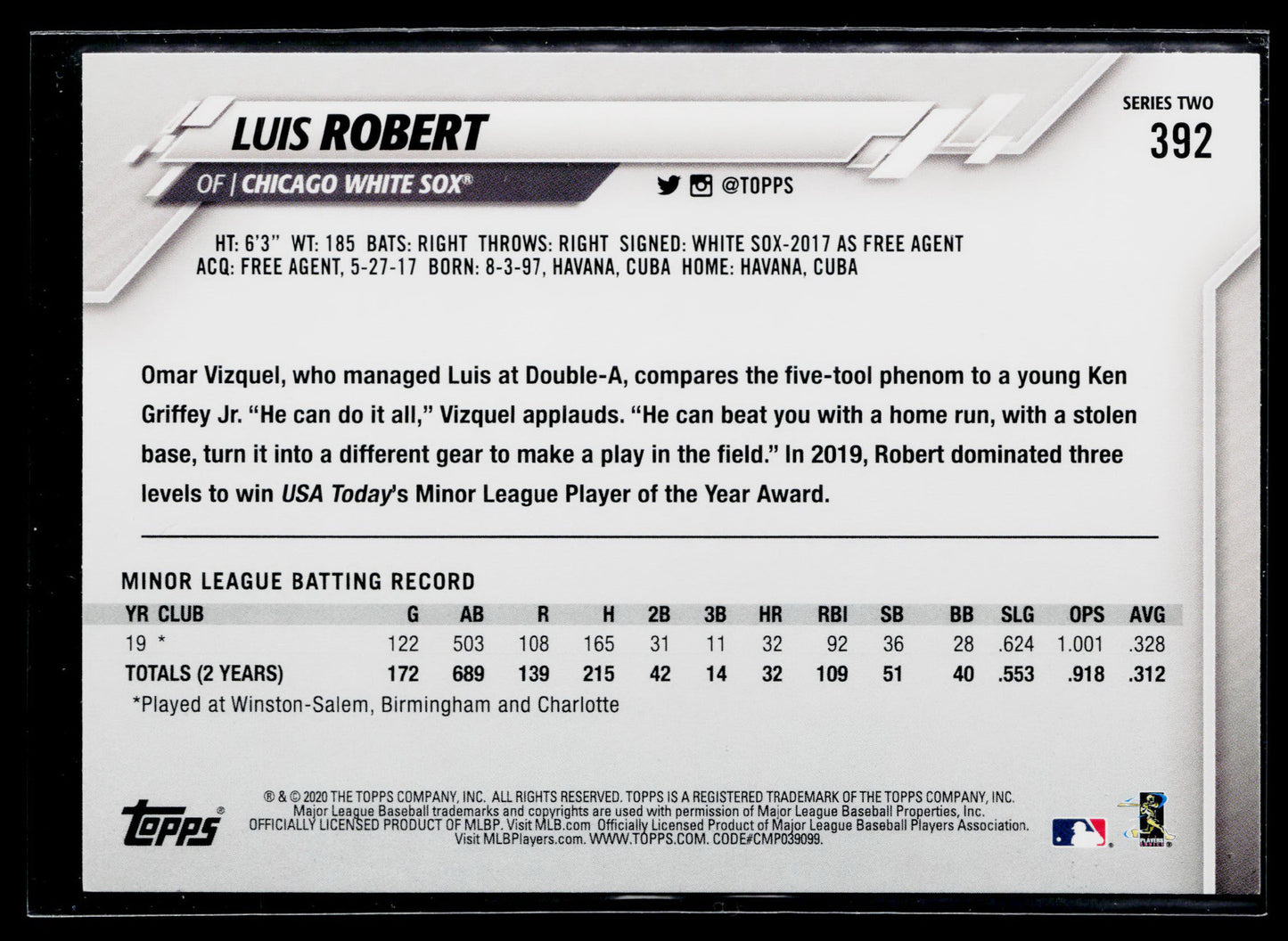 2020 Topps Luis Robert Rookie #392