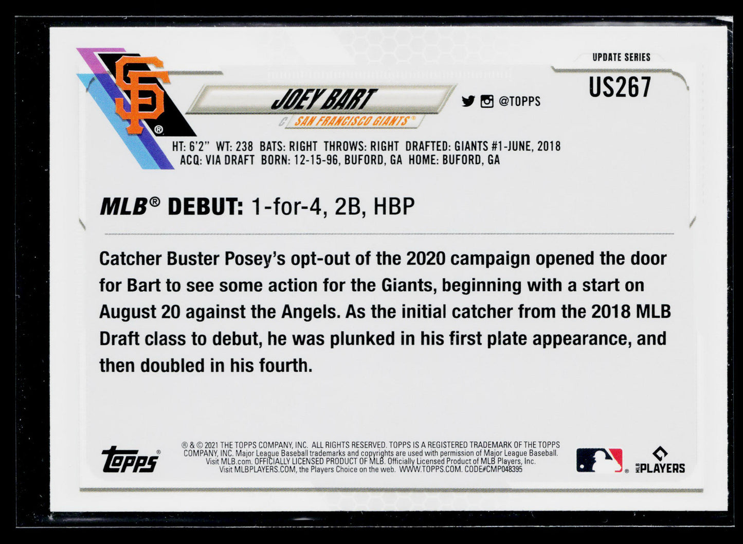 2021 Topps Update Joey Bart #US267