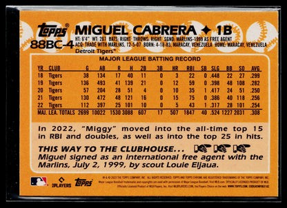 2023 Topps Chrome Miguel Cabrera 1988 Topps Baseball 35th Anniversary #88BC-4