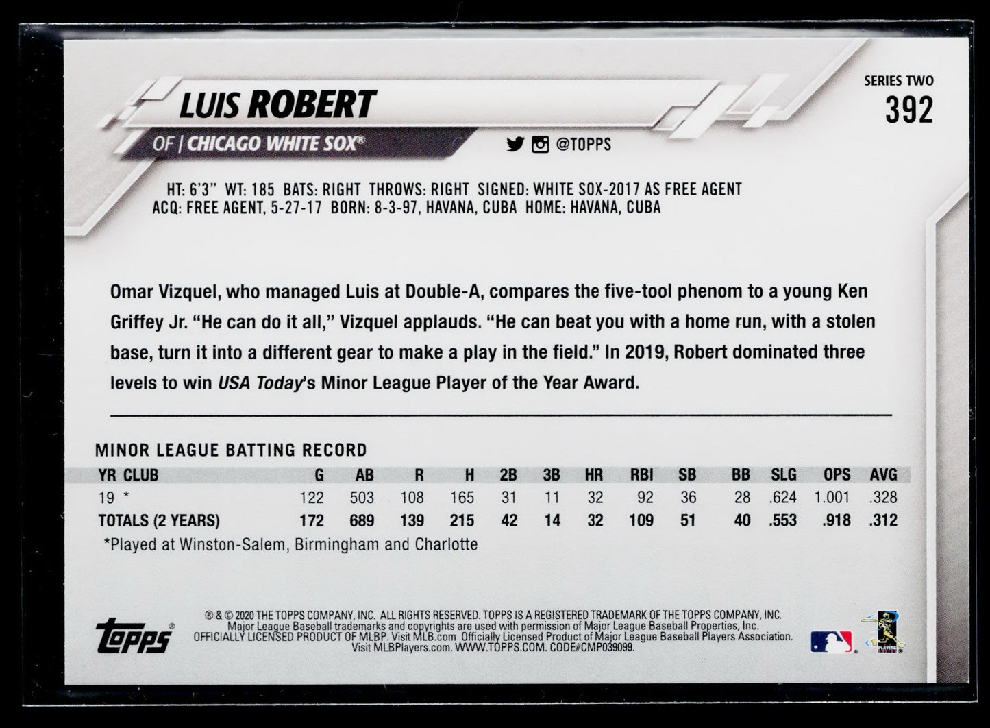 2020 Topps Luis Robert Rookie #392