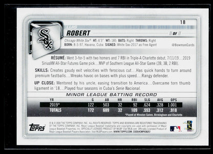 2020 Bowman Luis Robert Rookie #18