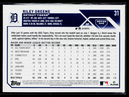 2023 Topps Riley Greene Rookie #31