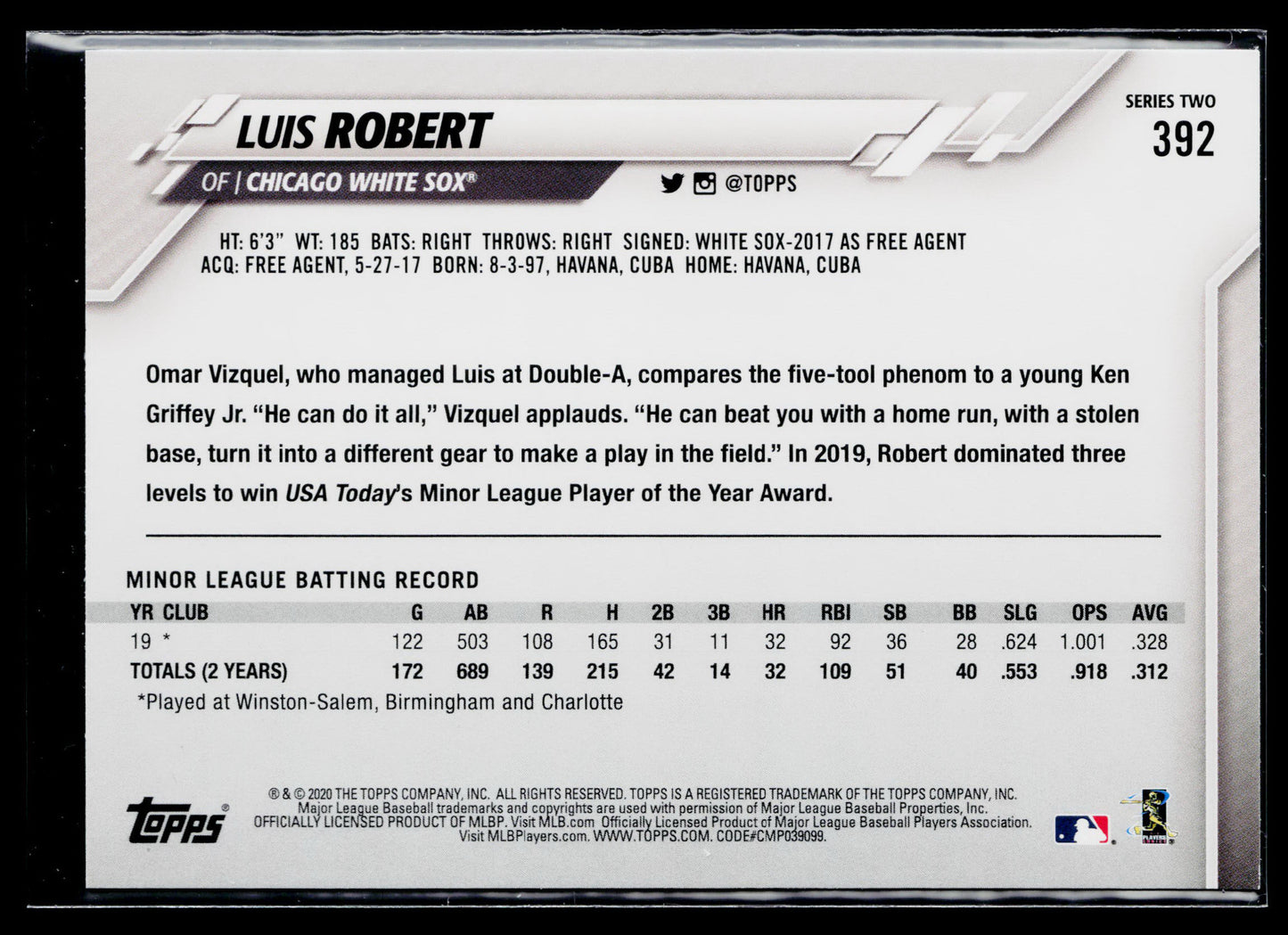 2020 Topps Luis Robert Rookie #392