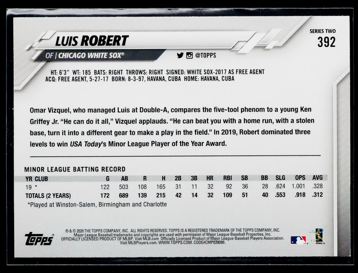 2020 Topps Luis Robert Rookie #392