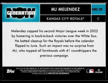 2022 Topps Update MJ Melendez Generation Now #GN-90