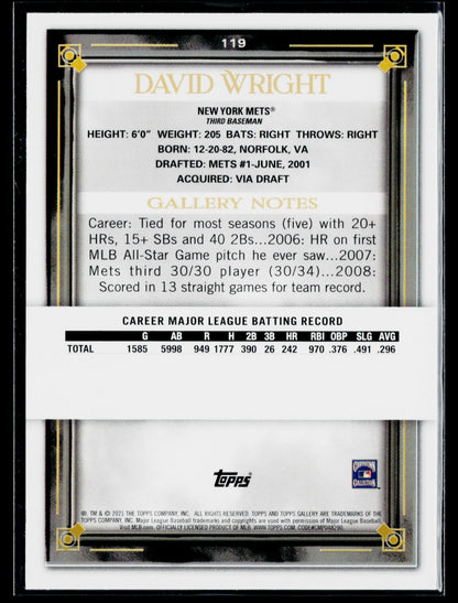 2021 Topps Gallery David Wright Rainbow Foil #119