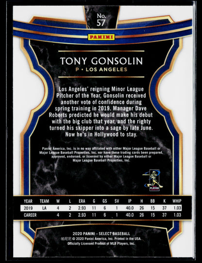 2020 Panini Select Tony Gonsolin Rookie #57