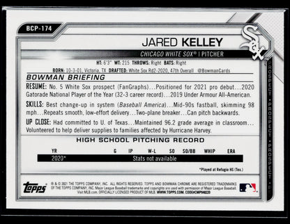 2021 Bowman Chrome Jared Kelley Prospects Mojo Refractor #BCP-174