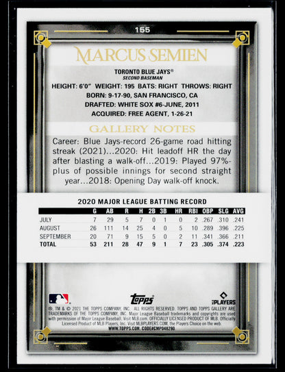 2021 Topps Gallery Marcus Semien #155
