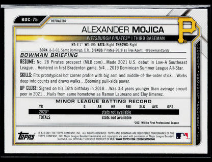 2021 Bowman Draft Alexander Mojica Chrome Refractor #BDC-75