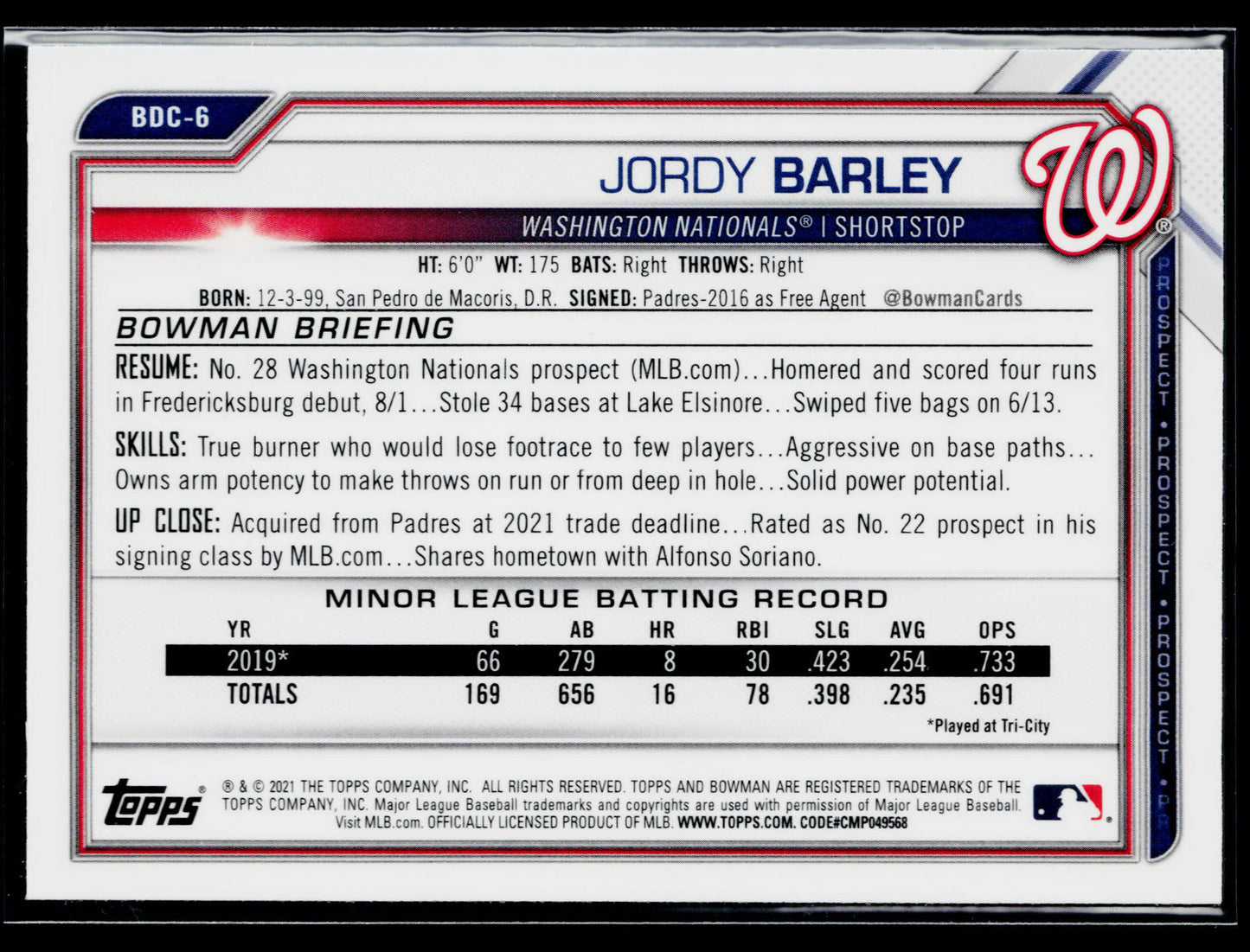 2021 Bowman Draft Jordy Barley Chrome Black & White RayWave Refractor #BDC-6