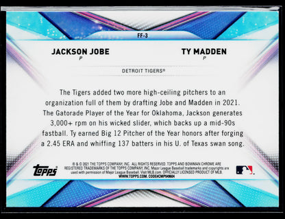 2021 Bowman Draft Jackson Jobe / Ty Madden Franchise Futures #FF-3