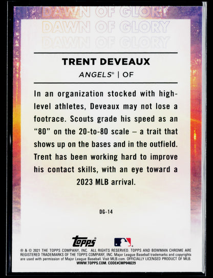 2021 Bowman Chrome Trent Deveaux Dawn of Glory Mojo Refractor #DG-14