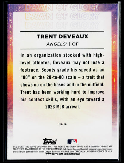 2021 Bowman Chrome Trent Deveaux Dawn of Glory Mojo Refractor #DG-14
